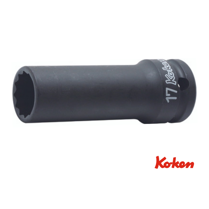 Konekäyttöiset voimahylsyt 1/2" / Pitkä ohutseinämäinen / 12-kulmainen