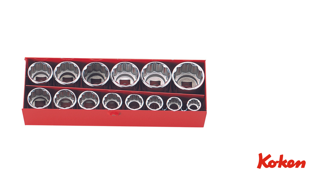 3/8" hylsysarja / 14-osainen / 8-22mm