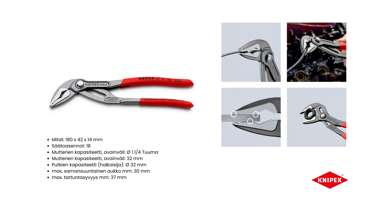 Siirtoleukapihdit - kapealla ja pitkällä leualla