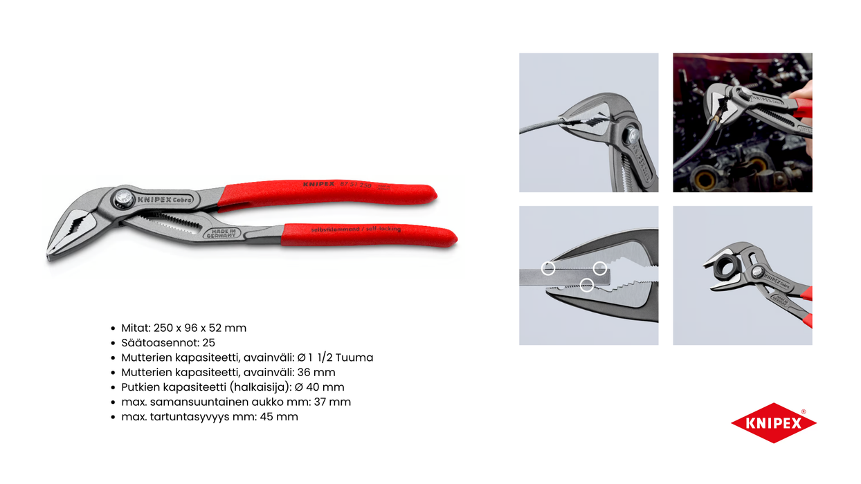 Siirtoleukapihdit - kapealla ja pitkällä leualla