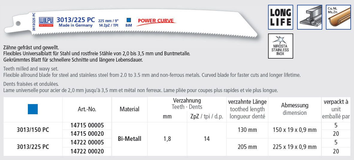 CURVE puukkosahanterät metallille ( myös RST + happonen )