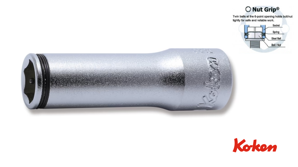 Käsikäyttöiset "Nut Grip" pitkäthylsyt 1/4" / 6-kulmainen